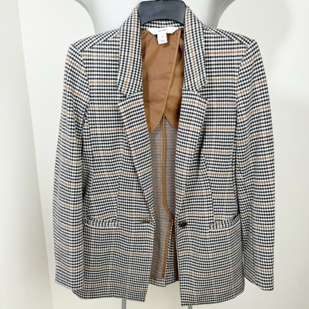 Old Navy Oversized Patterned Blazer Houndstooth Plaid Size XS Extra Small - Picture 9 of 9